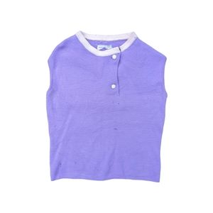 ❌❌SOLD❌❌ 60s Mock Neck Sleeveless Top Purple with White Trim Crop Top